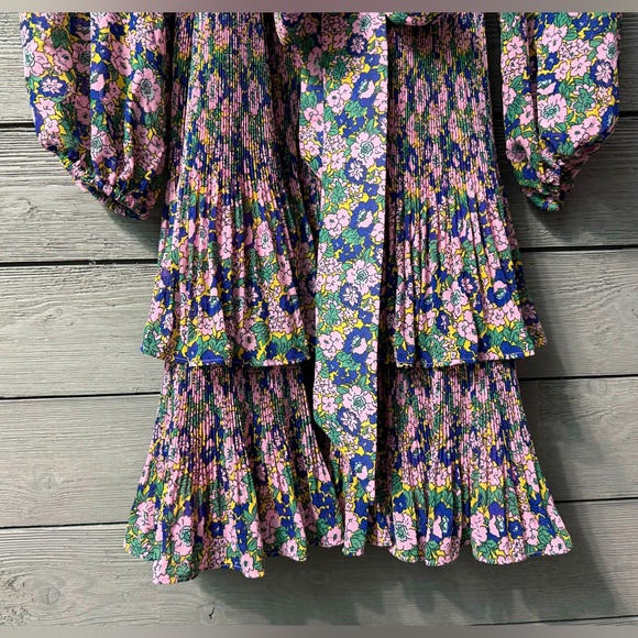 NWT Boden Plisse Pink Floral Ruffle Mini Dress Sz 8 - Picture 9 of 16